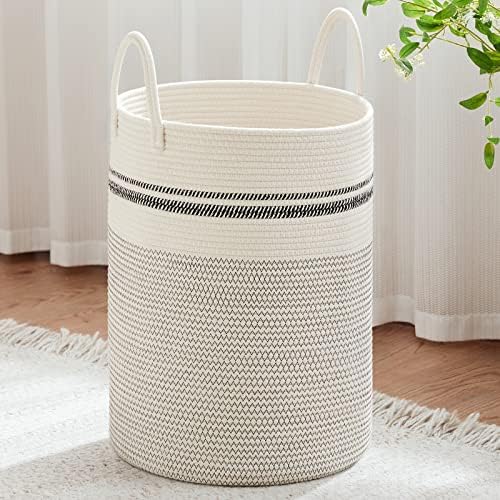 VIPOSCO 100L Extra Large Woven Laundry Basket Hamper, Stripe White by VIPOSCO