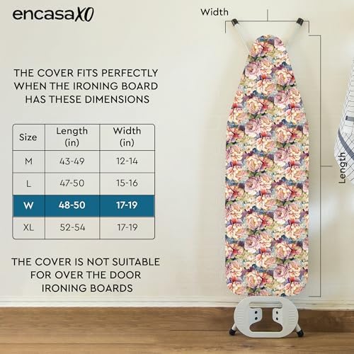 Encasa XO Padded Ironing Board Cover and Pad 49"x18" Wildflowers - Image 3