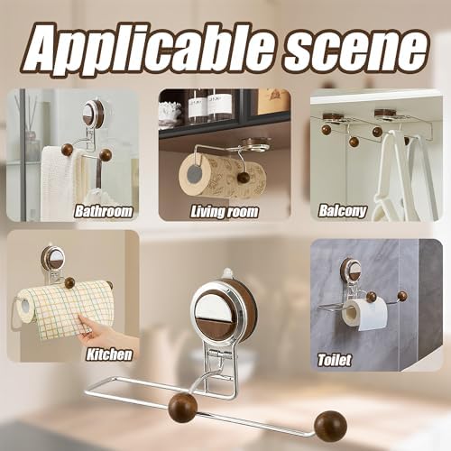 Suction Cup Paper Towel Holder Under Cabinet, Metal No Drilling Stick On Paper - Image 6