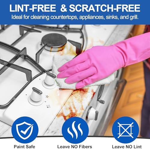 Microfiber Cleaning Cloth, 12 Pack White Cleaning Rags, Reusable Microfiber - Image 5