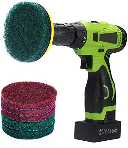 4 Inch Drill Powered Brush Tile Scrubber Scouring Pads Cleaning Kit by Kichwit