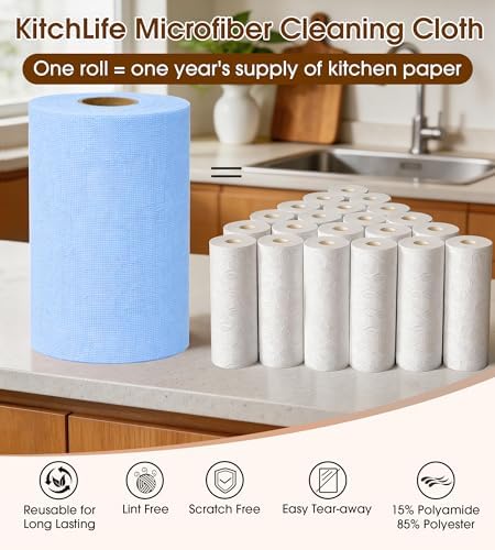 Microfiber Cleaning Cloth Roll, 100 Pack 12 x 12 Inch Tear Away Reusable Paper - Image 4