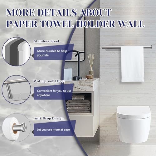 Sliver Paper Towel Holder, Self Adhesive Paper Towel Holder Under Cabinet - Image 3
