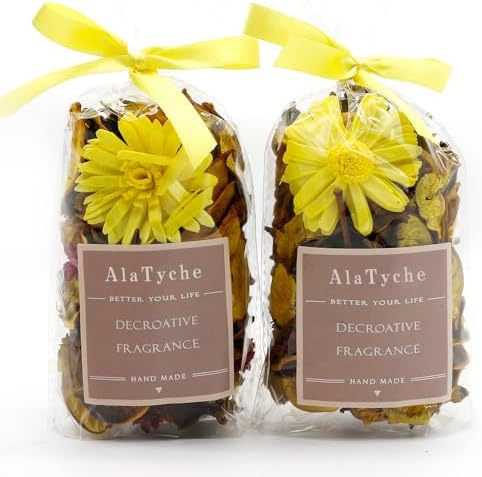 Yellow Potpourri Bags, Lemon Scented Decorative Bowl Filler by Alatyche