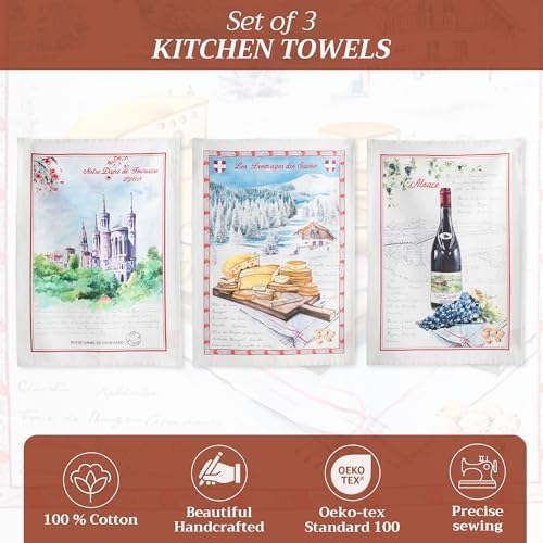 Maison d' Hermine Kitchen Towels Set of 3 Reusable 100% Cotton 27.50" x 20" - Image 2