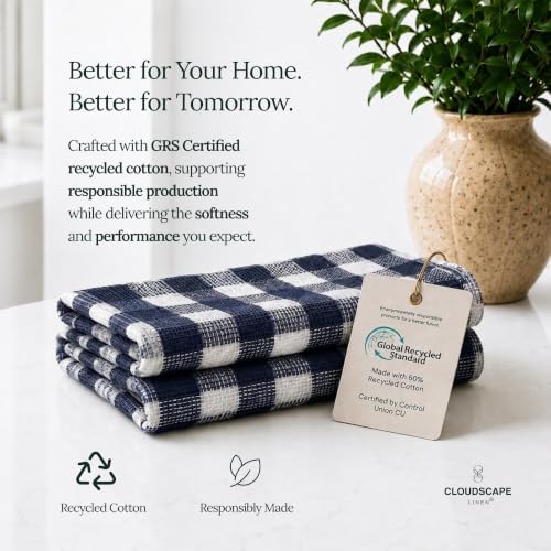 Cloud Scape Linen Premium Kitchen Towels Set of 6, Quick Dry - Image 6