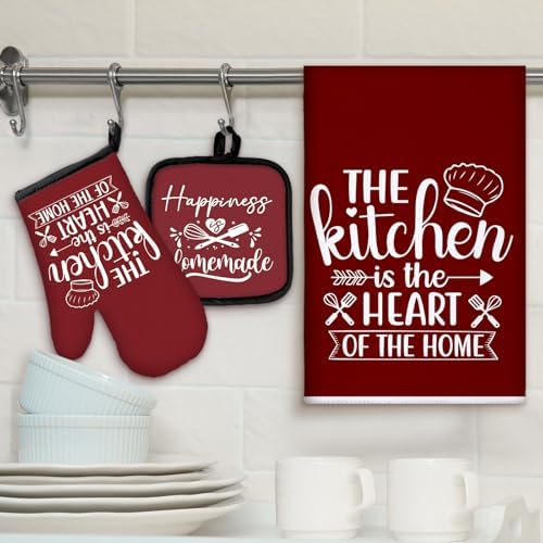 Sratte 6 Pcs Kitchen Decor Accessories Set, Wine Red - Image 2