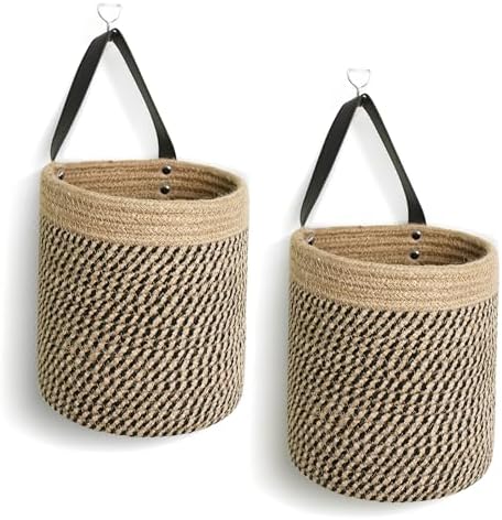 Hanging Basket 2 Pack, Small Wicker Wall Baskets by Unknown
