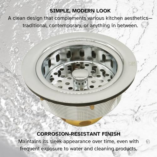 Westbrass A214-05 3-1/2" Post Style Large Kitchen Sink Basket Strainer - Image 6