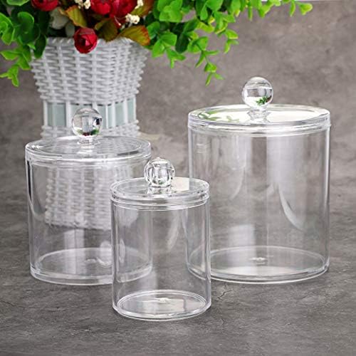 Hipiwe Set of 3 Cotton Ball and Swab Organizer Acrylic Q-Tips Jar - Image 3