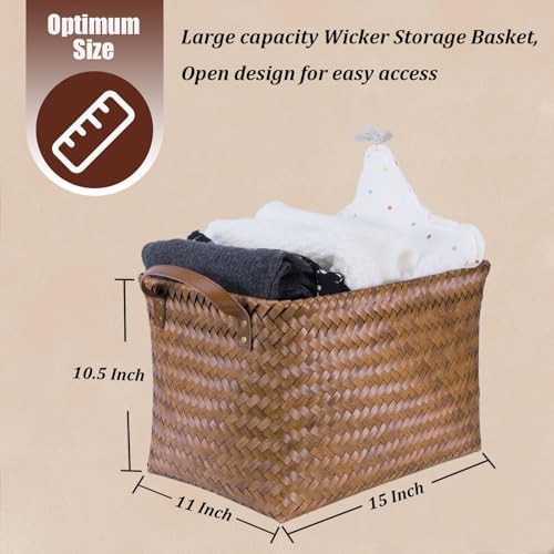 BROWNLILY Handwoven Clothes Basket Laundry Hampers Large Wicker Storage Baskets - Image 5