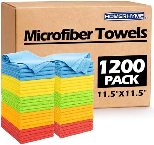 Shop Towels Rags, 1200 Pack Microfiber Cleaning Cloth Bulk Absorbent Lint-Free by HOMERHYME