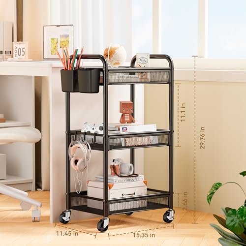 YASONIC 3 Tier Metal Rolling Cart - Image 6