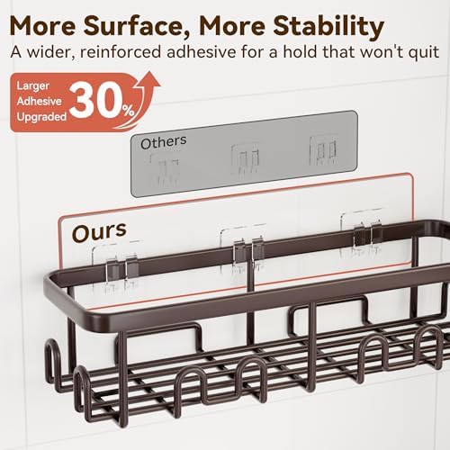 YASONIC Shower Caddy Adhesive, Rustproof Shower Organizer, Wall Shower Rack - Image 5
