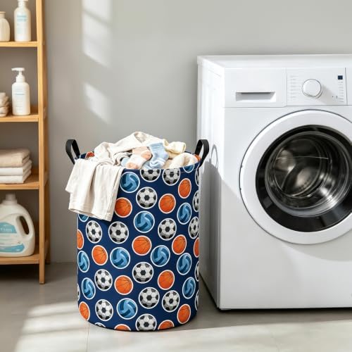 Round Laundry Basket Collapsible Storage Hamper Organizer Ball Sports - Image 5