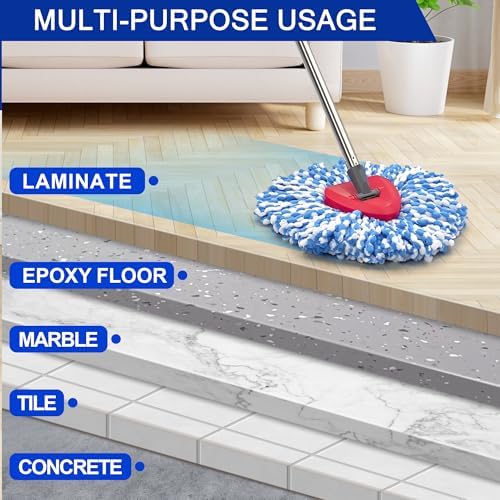 JEHONN Spin Mop Replacement Heads, Handle - Image 3