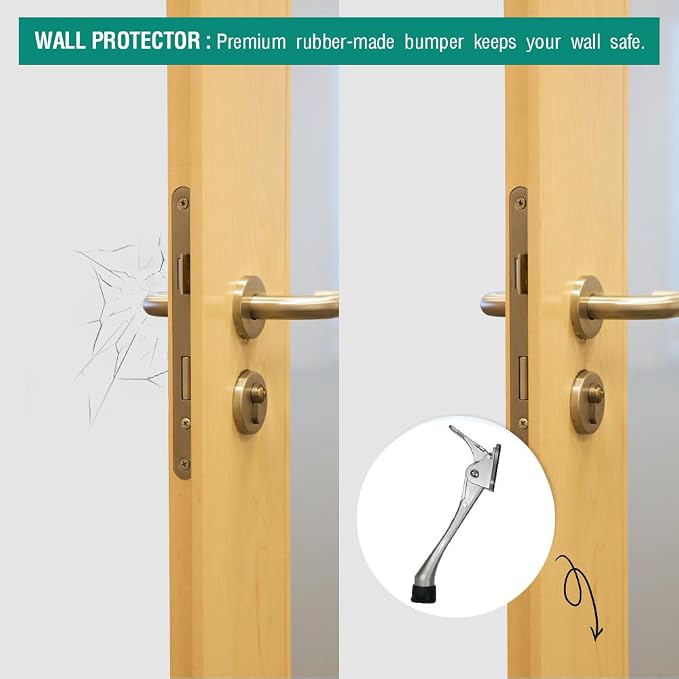 One Touch Kickdown Door Stopper, Door Holder, Heavy Duty Door Stops, Bottom of - Image 5