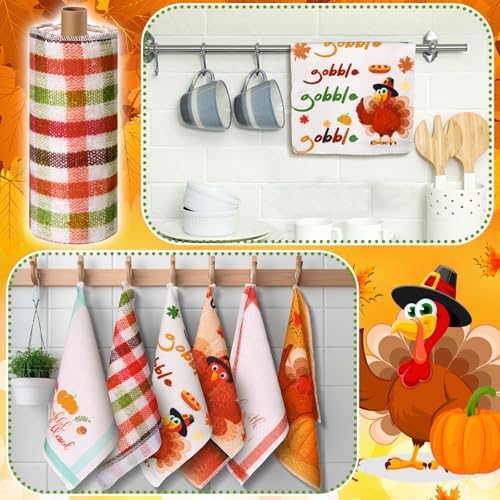 Mindsoft 36 Pcs Thanksgiving Reusable Paper Towels Rolls Washable Bulk - Image 4