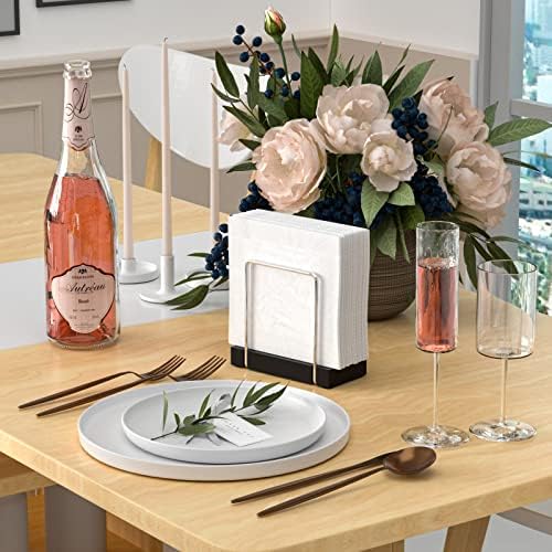 Wican Napkin Holder for Table, Bamboo Iron Standing Napkin Dispenser - Image 2