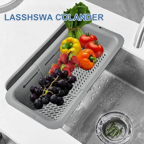 LASSHSWA Collapsible Colander for Kitchen, Over the Sink Strainer Basket for - Image 2
