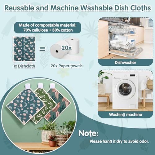 Lucomb 10 Pack Swedish Dishcloths Reusable- Cellulose Cotton Swedish Dish - Image 4