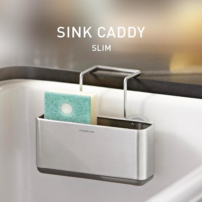simplehuman Slim Sink Caddy Sponge Holder, Brushed Stainless Steel - Image 2