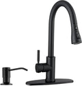 WEWE Kitchen Faucet with Soap Dispenser, 3-Mode Sprayer, Matte Black | by WEWE