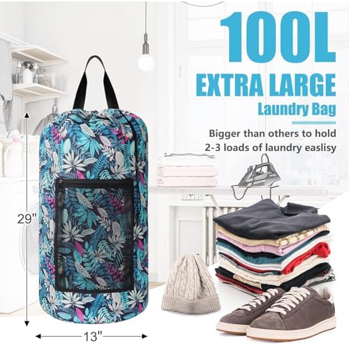 Portable with Adjustable Shoulder Straps Travel Dirty Laundry Bag, with - Image 3