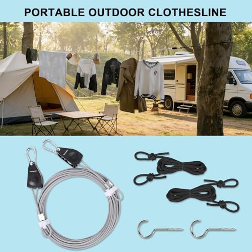 40 ft Retractable Clothesline Dual Pulley Nylon-Coated Steel Wire - Image 6