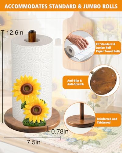 Sunflower Paper Towel Holder, Farmhouse Kitchen Countertop Decor - Image 5