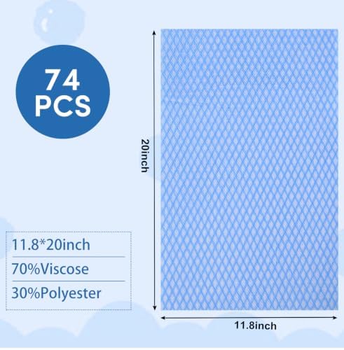 74 Pcs Reusable Cleaning Cloths, 11.8 x 20 Cleaning Wipes - Image 3