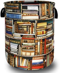 Retro Bookshelf Laundry Basket Oxford Cloth Hamper 18.9"x16.5" by Unknown