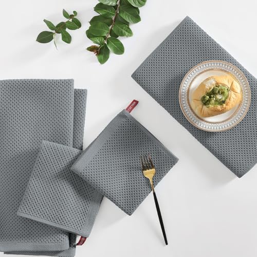 Homaxy 12 Pack 100% Cotton Kitchen Towels and Dishcloths Set - Image 6