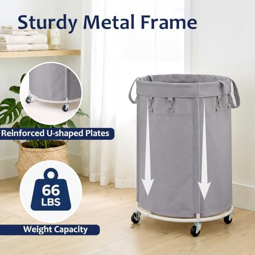 150L Large Capacity Rolling Laundry Basket Hamper - Image 4