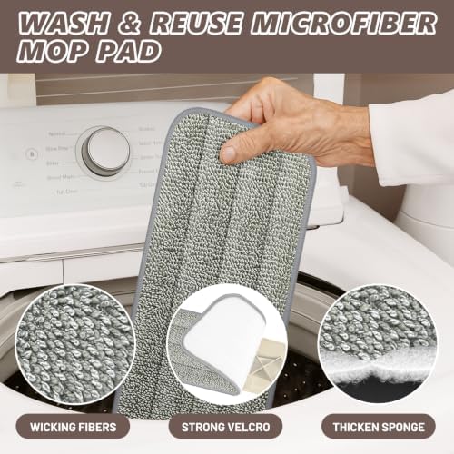 HOMTOYOU Wet Mop for Floor Cleaning: Spray Mop for Multi-Surface Floors - Image 3