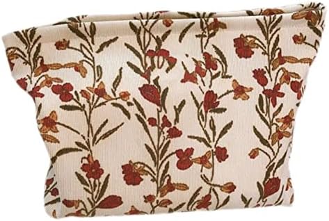 Floral Makeup Bags for Women, Corduroy Cosmetic Pouch Large Purse by SxoSyo