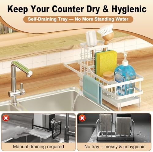 Sponge Holder for Kitchen Sink, Self-draining Sink Organizer - Image 4