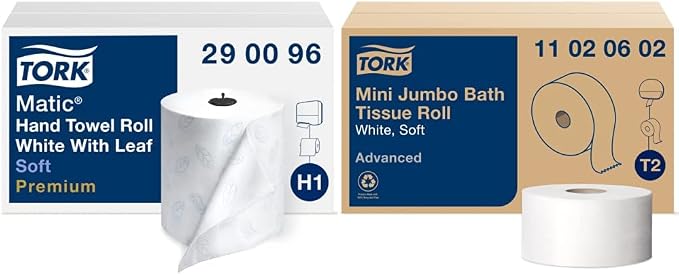 Tork Matic Soft Hand Towel Roll & Mini Jumbo Bath Tissue Roll by Tork
