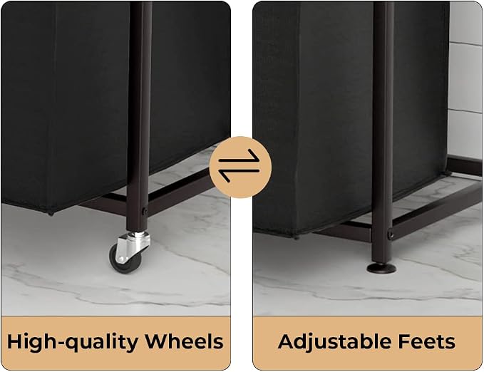 Herture Laundry Hampers with Shelf, Laundry Basket 3 Section, Laundry Sorter - Image 6