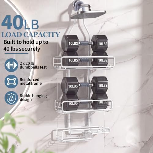 Skyapex Shower Caddy Hanging Bathroom Organizer: Over Head Adjustable Rack - Image 4