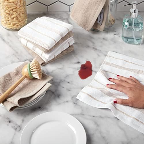 KitchenAid Albany Dishcloth 8 Pack Set, Milkshake Tan/White - Image 2