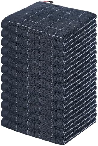 Homaxy 100% Cotton Terry Kitchen Dish Cloths, 12 Pack, Dark Grey by Homaxy