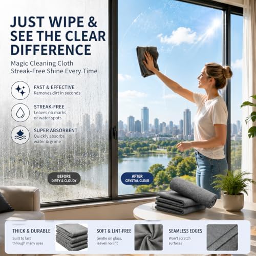 8 Pack Thickened Magic Cleaning Cloths, 30x40cm Reusable Microfiber Cleaning - Image 3
