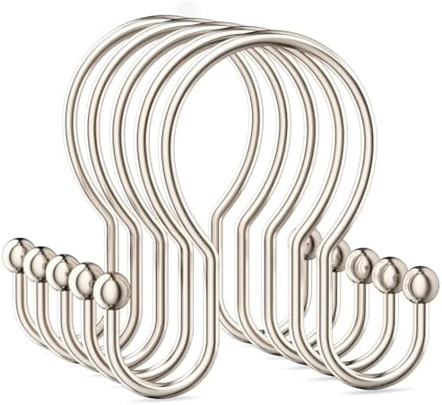 OEH Shower Curtain Hooks, Metal Shower Curtain Hangers, Double Hook Shower by OEH