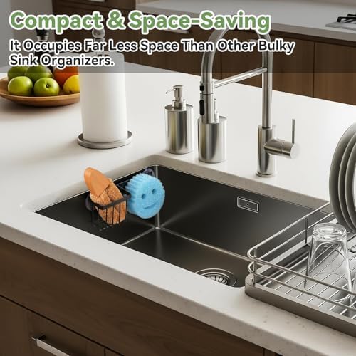 LANDNEOO Sponge Holder for Kitchen Sink, Rust-proof Sink Sponge Caddy Organizer - Image 3