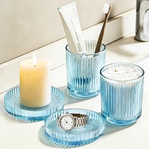 Glass Qtip Dispenser 2 Pack, Pads & Floss Picks, Vanity Makeup Essential - Image 2