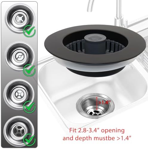 BAOLSLS 3 in 1 Kitchen Sink Stopper, Pop Up Kitchen Sink Drain Strainer - Image 5