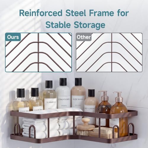 Veken Corner Shower Caddy 3-Pack, Advanced Rustproof Design&Stable Storage - Image 5