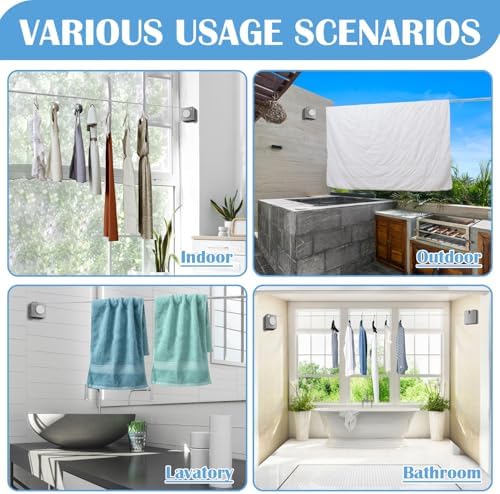 Retractable Clothesline Indoor, Non-Sagging Outdoor Clothes Line Retracting - Image 6
