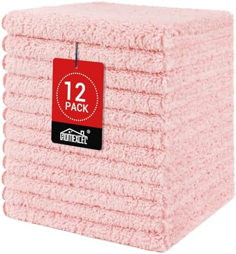 HOMEXCEL Washcloths 12PK, Ultra Soft&Highly Absorbent Face Towels, 12X12 in by HOMEXCEL